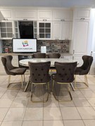 SET STELLA MARO CU AURIU MASA+6 SCAUNE, BLAT GRI