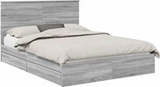 vidaXL Pat cu storage cu sertar Gri Sonoma 150 x 200 cm Lemn compozit