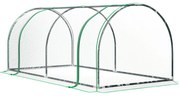 Outsunny Tunel de oțel pentru grădină cu seră și capac din PVC, 200x100x80 cm, transparent și verde | Aosom Romania