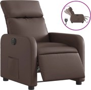 vidaXL Fotoliu rabatabil electric, maro, piele ecologică