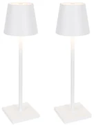 Set de 2 lămpi de masă de exterior albe cu LED și dimmer reîncărcabil - Janet