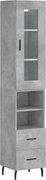 vidaXL Dulap înalt, gri beton, 34,5x34x180 cm, lemn prelucrat