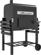 Outsunny Charcoal BBQ Grill and Smoker Combo w/ Adjustable Height, Folding Shelves, Thermometer, and Wheels | Aosom Romania