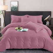 Lenjerie de pat 2 persoane, bumbac Damasc, 6 piese, uni, SSD31