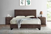 Pat Tapitat Kring 140x200 cm, cadru din lemn cu somiera fixa, Culoare Maro