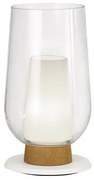 Veioza, Lampa de masa design modern Nora alb/ lemn