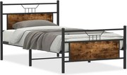 vidaXL Cadru pat fără saltea, stejar fumuriu 100x190 cm lemn prelucrat