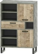 Comoda Bari, stejar nisip/gri, PAL, 90x45x134 cm
