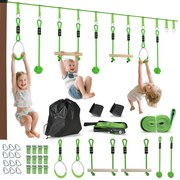 AIYAPLAY Parcurs de obstacole Ninja pentru copii 10 M kit tirolian complet 7 piese încărcare 50 kg, instalare ușoară, verde | Aosom Romania