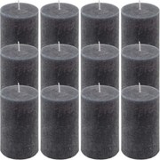 Set de lumânări rustice, 11,5 cm, Ø 6,8 cm, antracit, 12 buc