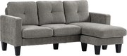 HOMCOM Canapea Colțar Extensibil cu Șezlong Reversibil, Pernă pentru Șezut și Spătar și 3 Locuri, 186x130x84 cm, Maro | Aosom Romania