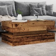 vidaXL Măsuță de cafea cu lumini LED, lemn vechi, 90x50x40 cm
