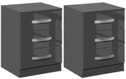 HOMCOM Noptiere, 2 Piese cu 3 Sertare, pentru dormitor si sufragerie Elegant si Modern, 40x36x56cm, Gri | Aosom Romania