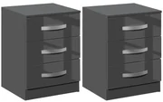 HOMCOM Noptiere, 2 Piese cu 3 Sertare, pentru dormitor si sufragerie Elegant si Modern, 40x36x56cm, Gri | Aosom Romania