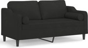vidaXL Canapea cu 2 locuri cu pernuțe, negru, 140 cm, textil