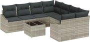 vidaXL Set de canapea cu pernă Manual 9 pcs Gri deschis poliratan