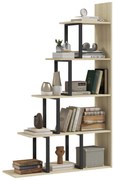 HOMCOM Bibliotecă raft separator de încăperi de stil industrial în formă de scară cu 5 rafturi 102 x 30 x 160 cm culoare stejar | Aosom Romania