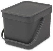 Cos de gunoi colectare selectiva Brabantia Sort&Go 648974, 6 l, Maner, Montabil pe perete, Gri inchis