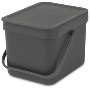 Cos de gunoi colectare selectiva Brabantia Sort&Go 648974, 6 l, Maner, Montabil pe perete, Gri inchis