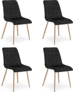Set 4 Scaune Bucatarie/Dining Spirit Catifea Negru,Picioare Metalice, Finisaj Lemn