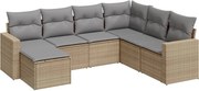 vidaXL Set canapele de grădină, 7 piese, cu perne, bej, poliratan