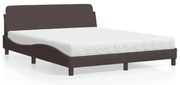 vidaXL Pat cu saltea, maro închis, 160x200 cm, textil
