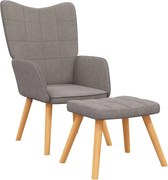 vidaXL Scaun de relaxare cu taburet,taupe, textil