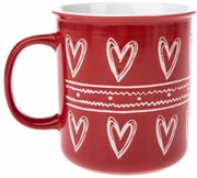 Cană de Crăciun din ceramică Christmas heart II, roșu, 710 ml