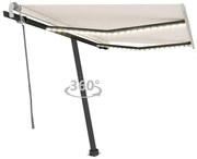 vidaXL Copertină retractabilă manual cu LED, crem, 300x250 cm
