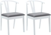 vidaXL Scaun de sufragerie 2 pcs Alb și gri Lemn Solid de Cauciuc