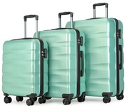 Set de valize BONTOUR „Wave” cu 3 piese, cu roți duble,verde prafuit