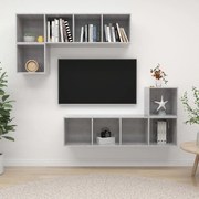 vidaXL Set de dulapuri TV, 4 piese, gri beton, lemn prelucrat