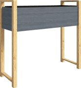 Outsunny Pat de grădină pătrat cu picioare, pat de grădină ridicat, 4 orificii de drenaj și țesătură nețesută, 98 x 37 x 90 cm, gri | Aosom Romania