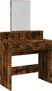 vidaXL Masă de toaletă cu oglindă, stejar fumuriu, 80x41x144,5 cm