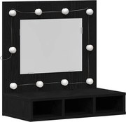 vidaXL Dulap cu oglindă Stejar Negru 60 x 31,5 x 62 cm Lemn compozit