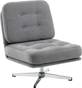 HOMCOM Scaun de accent rotativ, fotoliu de lectură căptușit cu chenille, șezut lat, șezut cu arcuri și picioare metalice, Gri deschis | Aosom Romania