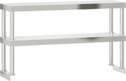 vidaXL Raft cu 2 niveluri masă de lucru, 110x30x35 cm, oțel inoxidabil