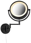 Oglinză de perete de design neagră cu LED reglabil IP44 cu cordon de tragere - Vicino