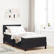 vidaXL Pat cu Arcuri și Saltea cu saltea Negru 90 x 190 cm țesătură