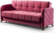Canapea extensibila cu lada de depozitare living 215x85x90 cm – stofă, roz bordo (trandafiriu)– Roza