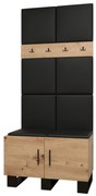 Set mobilier pentru hol Amanda 4 (Stejar artisan + piele ecologică Negru). 1085892