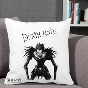 Perna Personalizata Death Note Ryuk Shinigami Alb-Negru, 40x40 cm, Alba Mata, Husa Detasabila, Perna Inclusa, BEKZ®