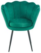 Scaun dining, picioare metalice finisaj negru, tapiterie catifea, Verde
