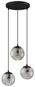 Lustra moderna cu 3 pendule, Metal, Negru, Sticla, Fumurie, ABBACUS