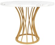 Masă rotundă pentru 4 persoane, Alb+Auriu | Aosom Romania