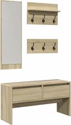 vidaXL Set mobilier pentru hol, 4 piese, stejar sonoma, lemn prelucrat
