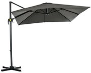 Outsunny Umbrelă de Grădină cu Manivelă de Mână cu Unghi Reglabil pe 5 Niveluri și Rotație la 360°, 245x245x248 cm, Gri | Aosom Romania