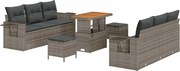 vidaXL Set de canapele pentru grădină cu pernă 9 pcs Gri poliratan
