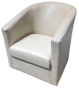 Fotoliu Scoica, 60x70x70 cm, tapitat piele ecologica, crem, pal brut