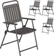 Outsunny Set de 4 scaune de grădină exterioare pliabile cu cotiere, spătar şi şezut, cadru metalic 55x63x93 cm Maro | Aosom Romania